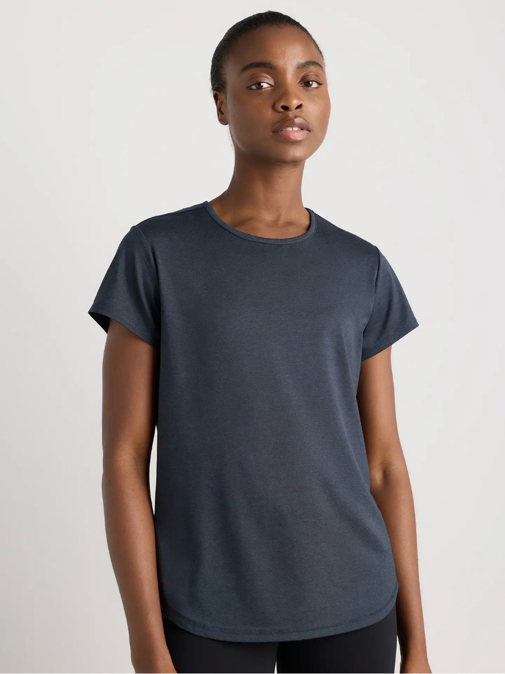 Quince Flowknit Breeze Tee Shirt - Short sleeve - Heather Deep Navy Blue - L